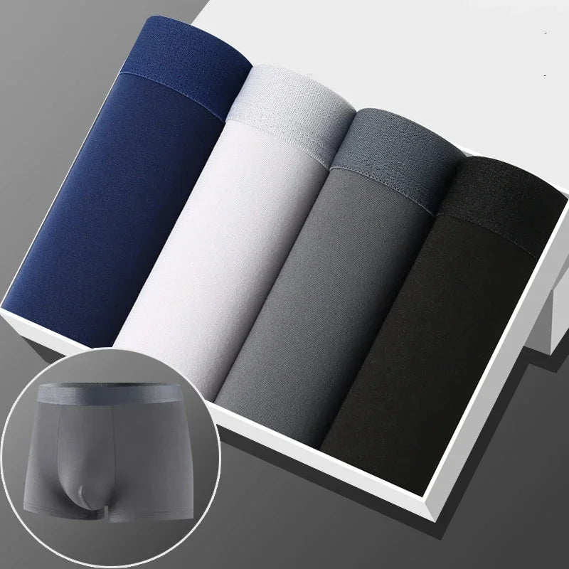 4Pcs/Lot Men's Underwear Sexy Boxer Comfortable Soft Fashion Trend Line Print Intimate Boxer 3D Pouch Sports Breathable Boxers