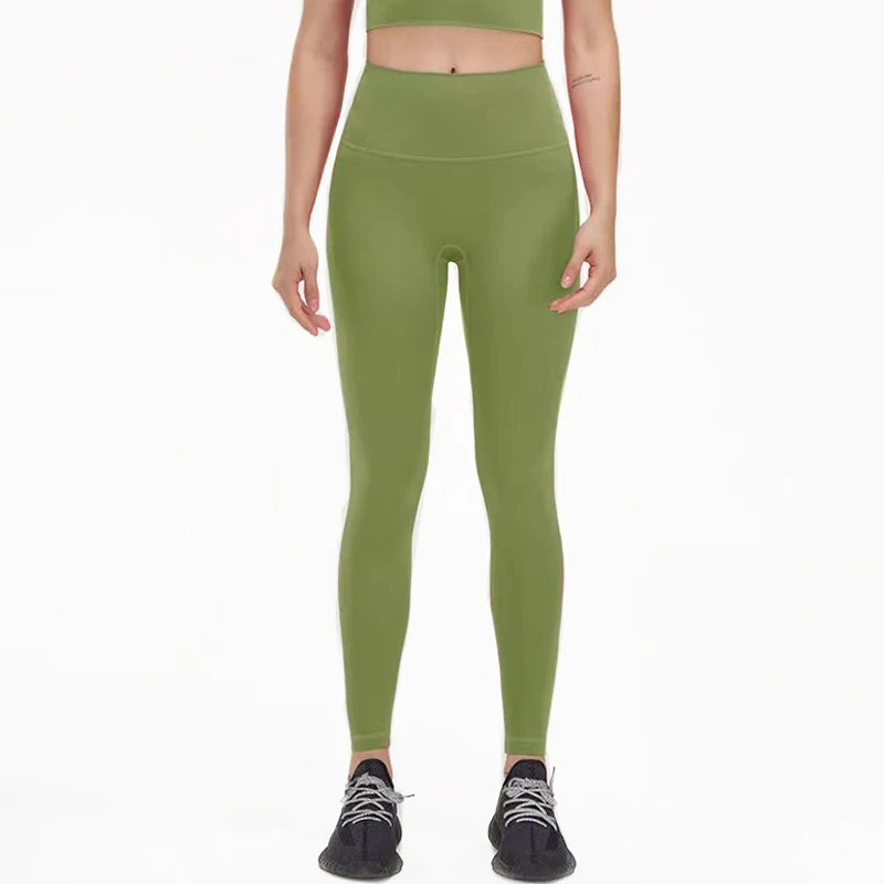 SOISOU Nylon Yoga Gym Leggings Women Girl Fitness Soft Tights High Waist Elastic Breathable No T Line Sports Pants 50 Colors ATFH