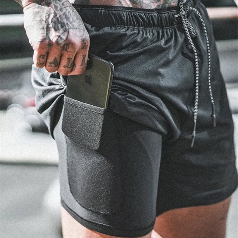 2026 Summer Running Shorts Men 2 in 1 Sports Jogging Fitness Shorts Training Quick Dry Mens Gym Men Shorts Sport gym Short Pants