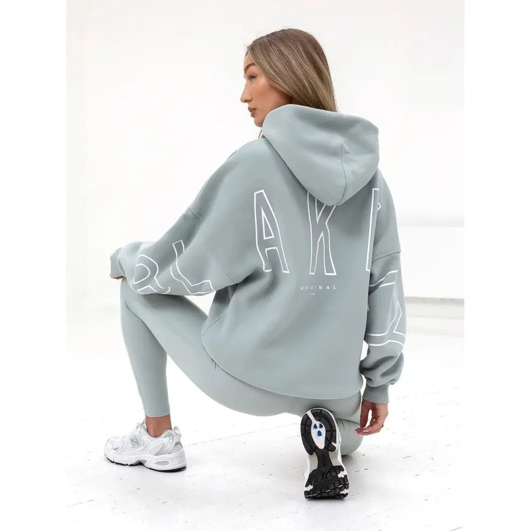 European American Fashion Printed Hooded Hip Hop Sweatshirt 2025 New Cross Border Thickened Versatile Long-sleeved Loose Clothes - ATFH