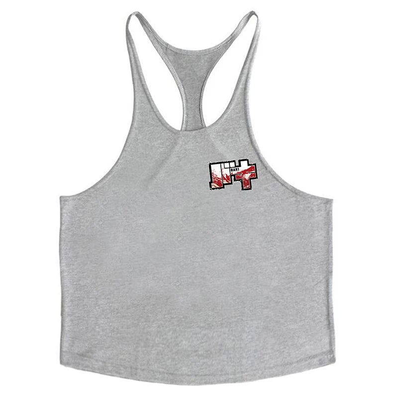 Anime Baki Hanma Print Stringer Tank Top for Men Y-Back Vest Muscle Training Undershirt Athletic Tops Gym Workout Bodybuilding
