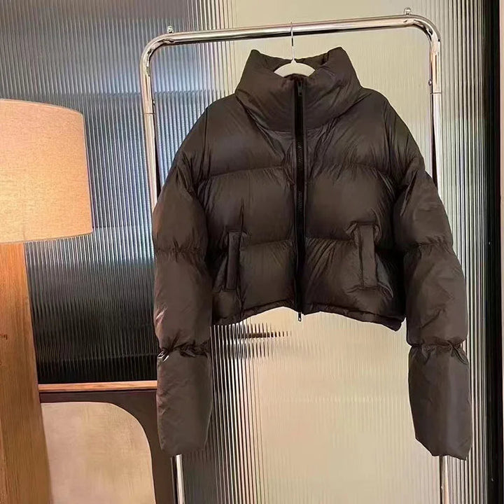 New Winter Thick Warm Short Parkas Women Fashion Black Puffy Coats Women Elegant Zipper Cotton Jackets Female Ladies Outwear ATFH