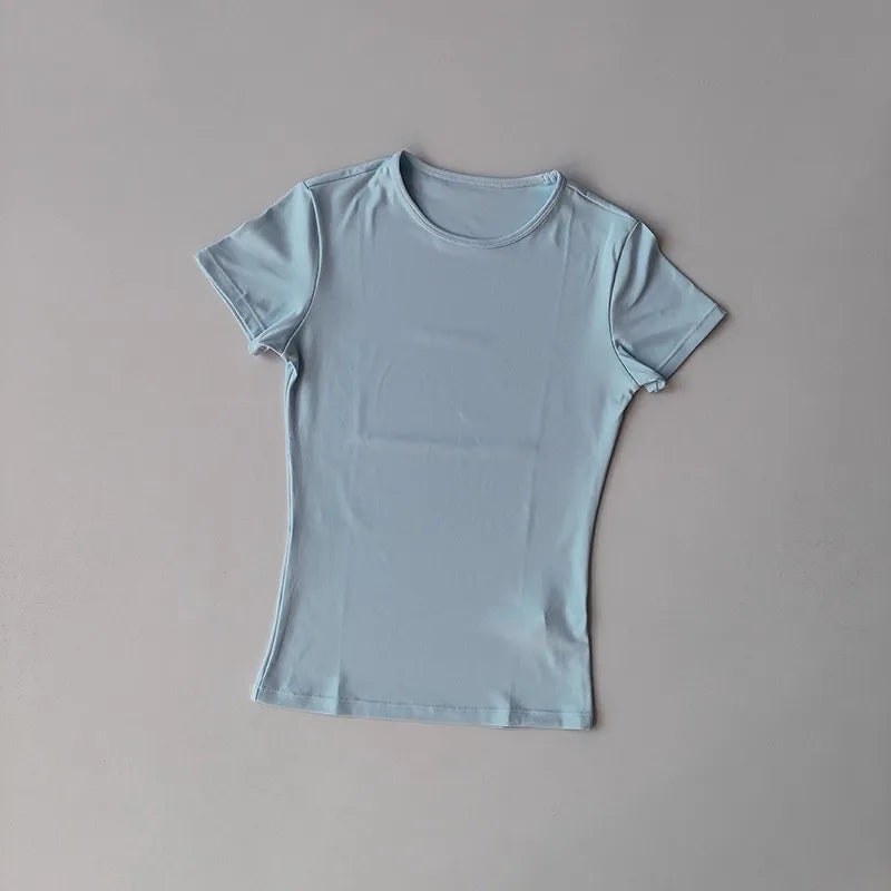 Women's Outdoor Sports Shirt Yoga Wear Fitness T-Shirt Quick Dry Running T-Shirt Workout Top Female Sportswear Exercise Clothing - ATFH