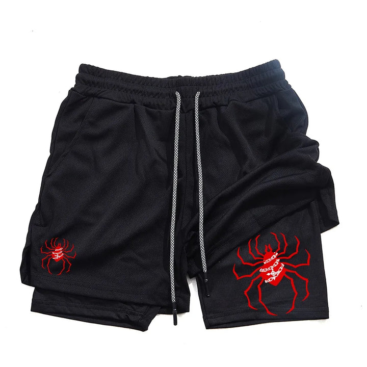 Anime Hunter X Hunter Performance Shorts for Men Breathable Spider Gym Shorts Summer Sports Fitness Workout Jogging Short Pants