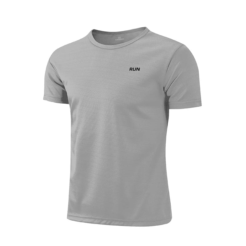 Men's Quick Dry Short Sleeve Gym Running Moisture Wicking Round Neck T-Shirt Lightweight Training Exercise Gym Sport Shirt Tops
