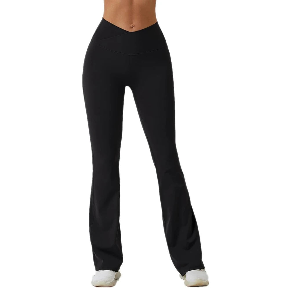 Flare Leggings Yoga Pants Women Bell-bottoms Yoga Trousers High Waist Fitness Pants Stretch Gym Casual Sports ATFH