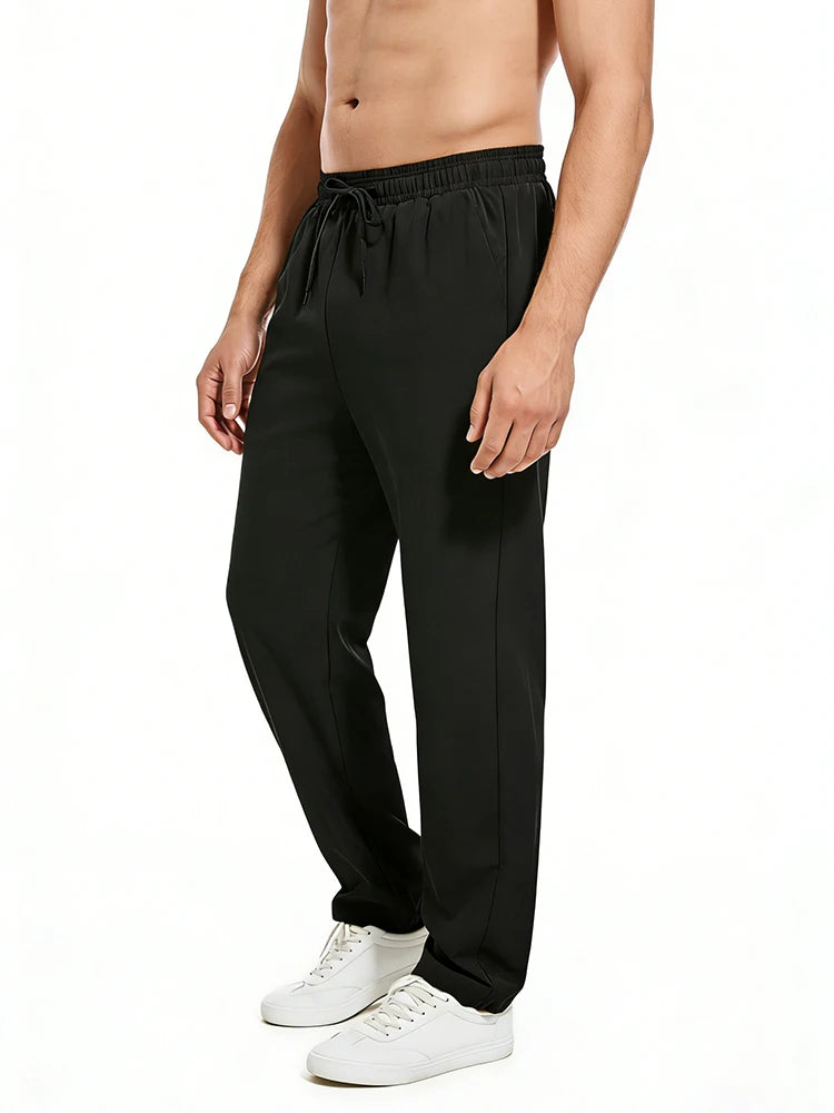 New Men's Casual Elastic Waist Pants Versatile Comfortable Fit Long Trousers