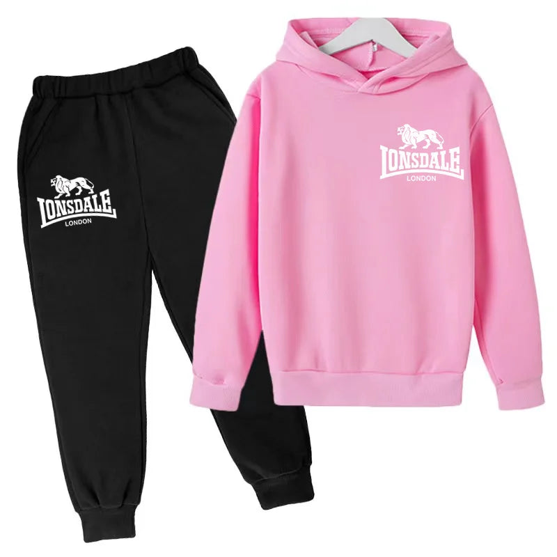 Kids Fashion Hoodie Boys Lion Print Tracksuit Girls Toddler Coat 3-12Y Top+pants 2P Clothing Charming Casual Sports Jogging Set - ATFH