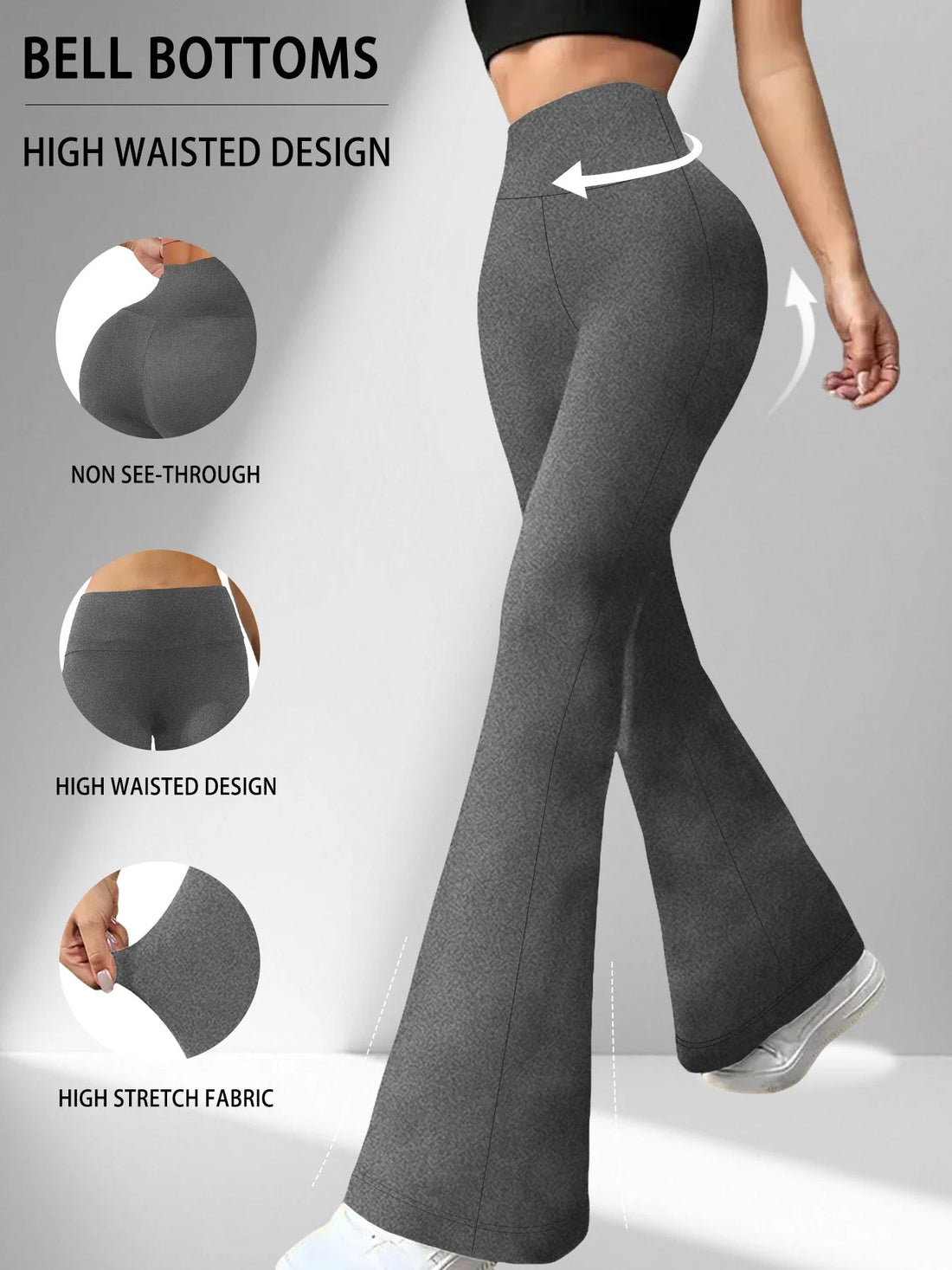 Women's Super Soft Flare Pants High Waisted Tummy Control Workout Yoga Push Up Gym Fitness Long Leggings Bell Bottoms ATFH