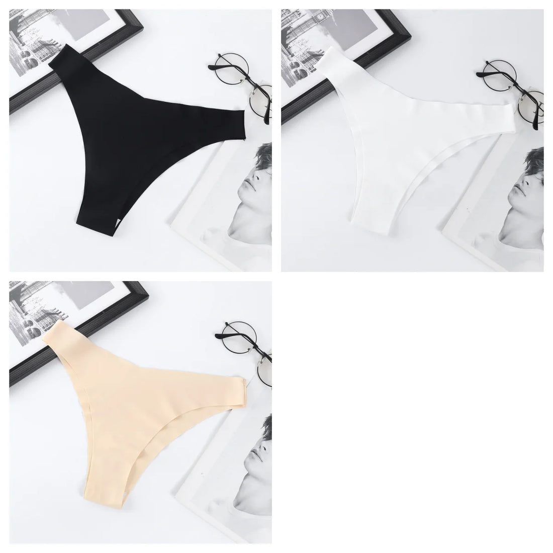 3Pcs/Set Women Ice Silk Panties V-Waist Low Rise Briefs Seamless Underwear Female Quick-Drying Underpants Sexy Lingerie S-L