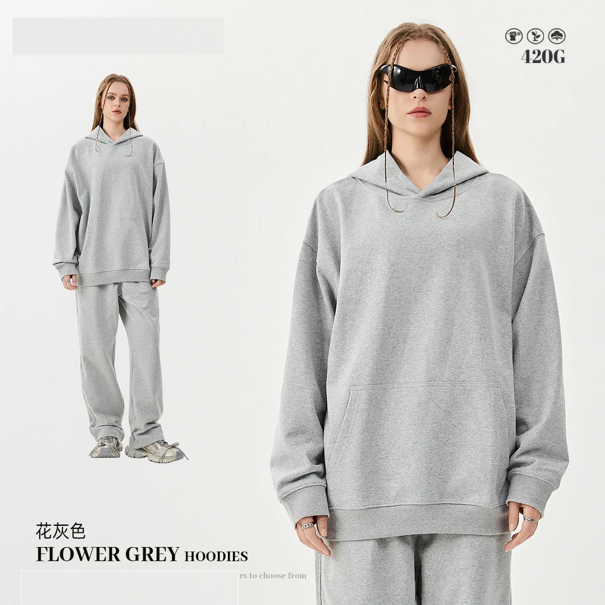 MAQVOB Top Quality Luxury Apparel 420g French Terry Tracksuit Euro US Size Spring Autum Oversize Full Hoodie Tracksuit for Men - ATFH