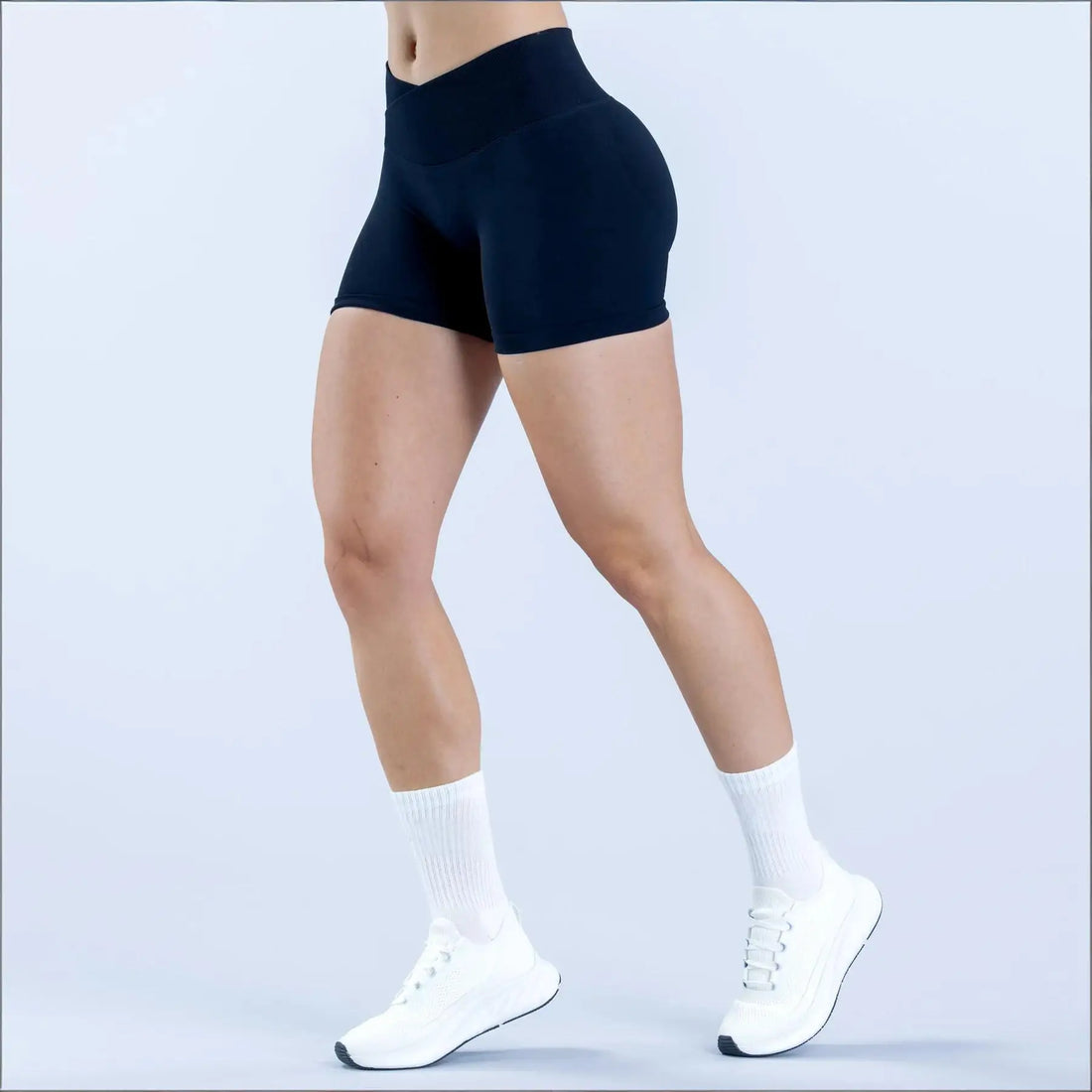 Lemonsky High elasticity hip lifting fitness yoga shorts, summer sports solid color shorts