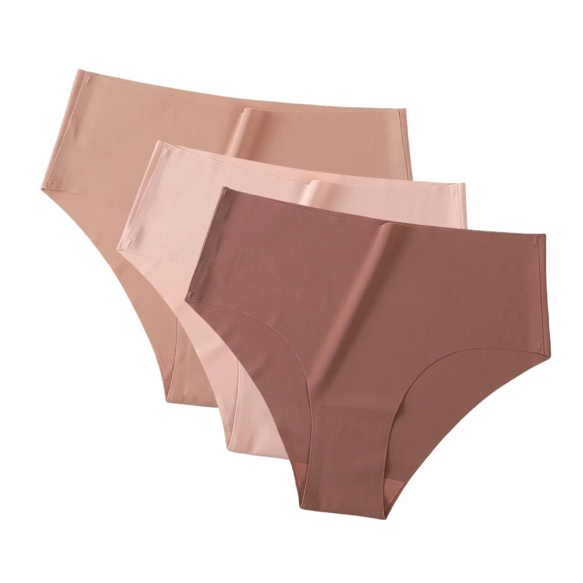 3Pcs/Set Ice Silk Panties Women High Waist Seamless Briefs Breathable Invisible Underwear Soft Stretch Sexy Lingerie XS-XL Panty