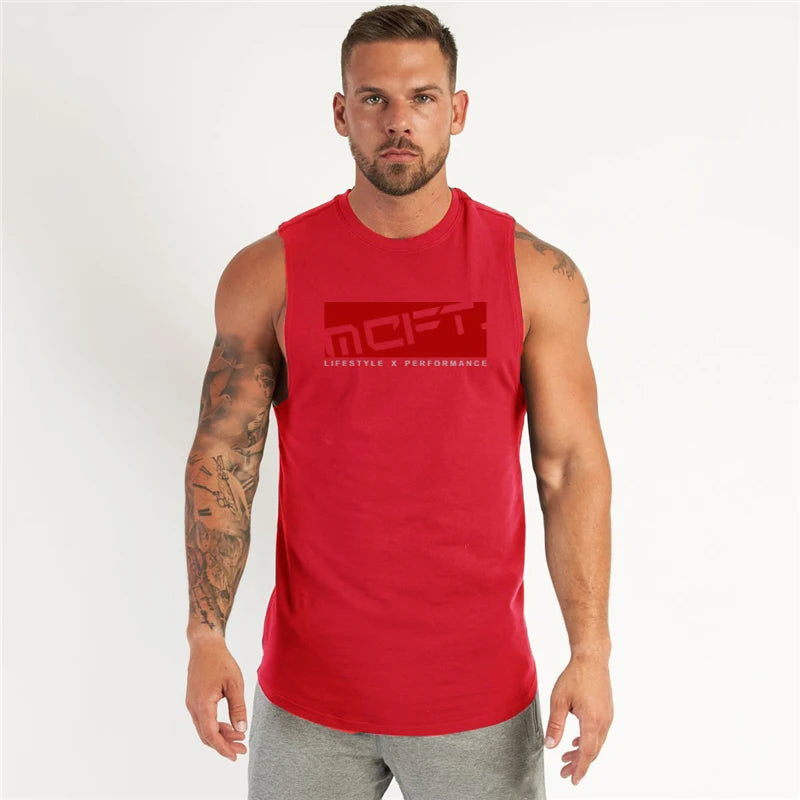 Running Vests Men Summer Cotton Gym Clothing Fitness Tank Top Muscle Bodybuilding Stringer Tank Tops Workout Sleeveless Shirt