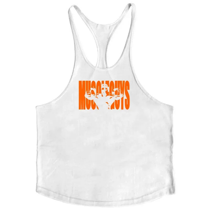 Muscle guys Gyms Tank Top Men Workout Clothing Bodybuilding Stringer Men Vests Cotton Y back Singlets debardeur fitness homme