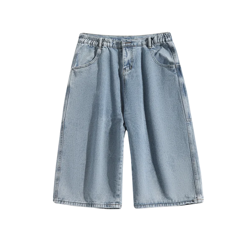 jeans Pants men Summer Short Jeans Big-pockets Breeches Hip Hop Streetwear Baggy Denim Shorts Casual Wide-leg Capris Pants ATFH