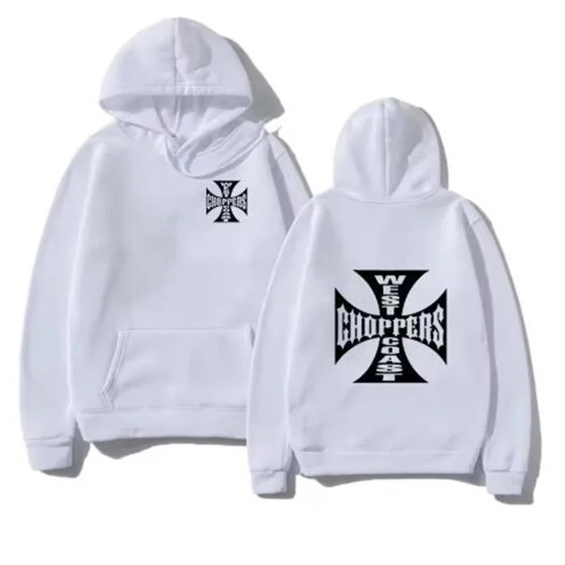 West Coast Iron Cross Choppers Printed Men's Hooded Fashion Cool Sweatshirt Unisex Fashion Fleece Oversized Hoodie Streetwear