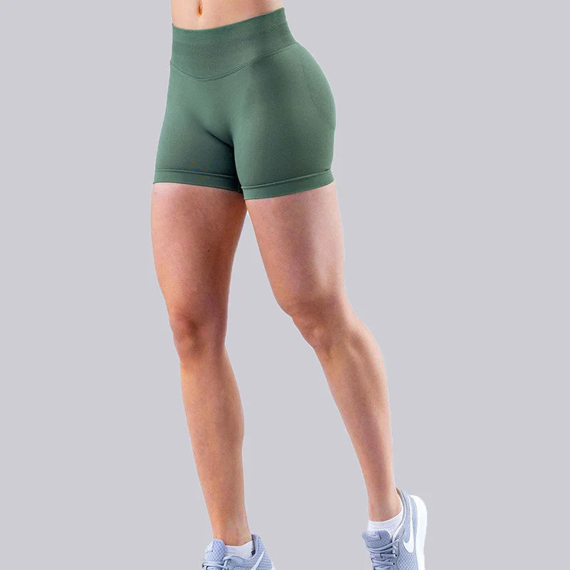 High Elastic Nylon Sports Shorts Women's Three-Way Waist Drawstring Butt Lifting Seamless Low Waist Three-Quarter Length