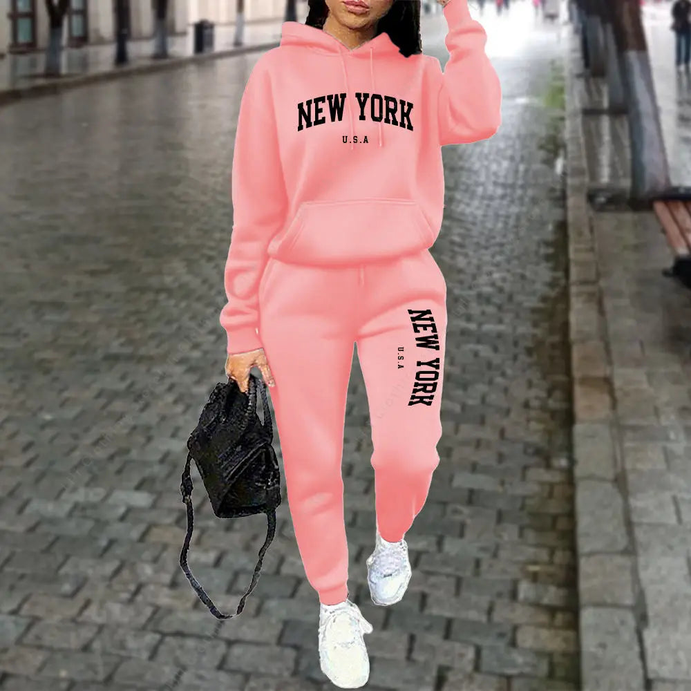 Women's Tracksuit Autumn Winter Hoodies Trousers 2PCS Suit Sports Jogging Street High quality Clothes Women Pants Sets