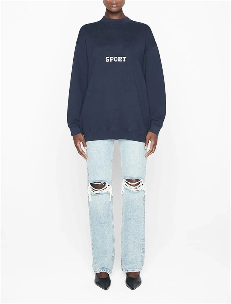 New Autumn Winter Styles North American Tiger Head Digital Printing Washed Fried Color Distressed Women's AB Sweatshirt - ATFH