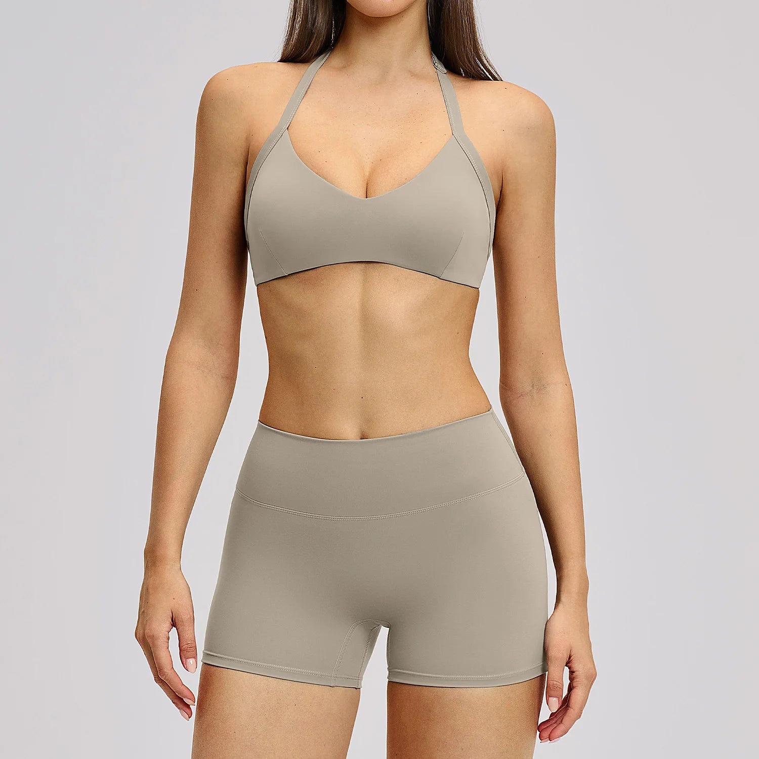 Women's Yoga Suit Breathable Quick-drying Gym Push Up Sports Set Shockproof Bra Hip Litting Leggings Shorts 2-piece Sports Set - ATFH