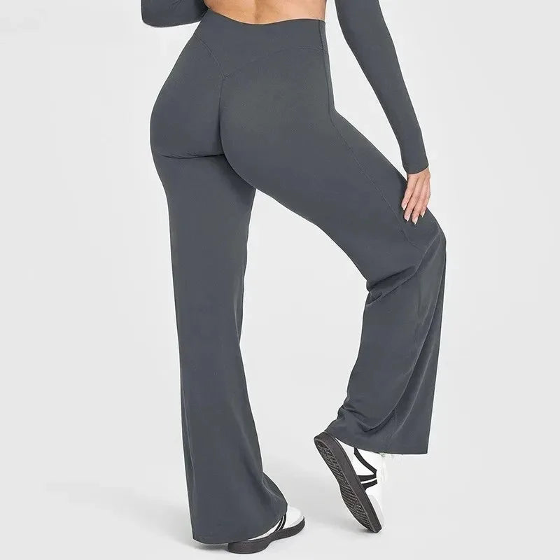 STOUREG Sport Trousers Straight-Leg Pants Ultra Soft Butter Fabric Women's Mid-Waist Yoga Pants GYM Naked Feel Pilates Running ATFH