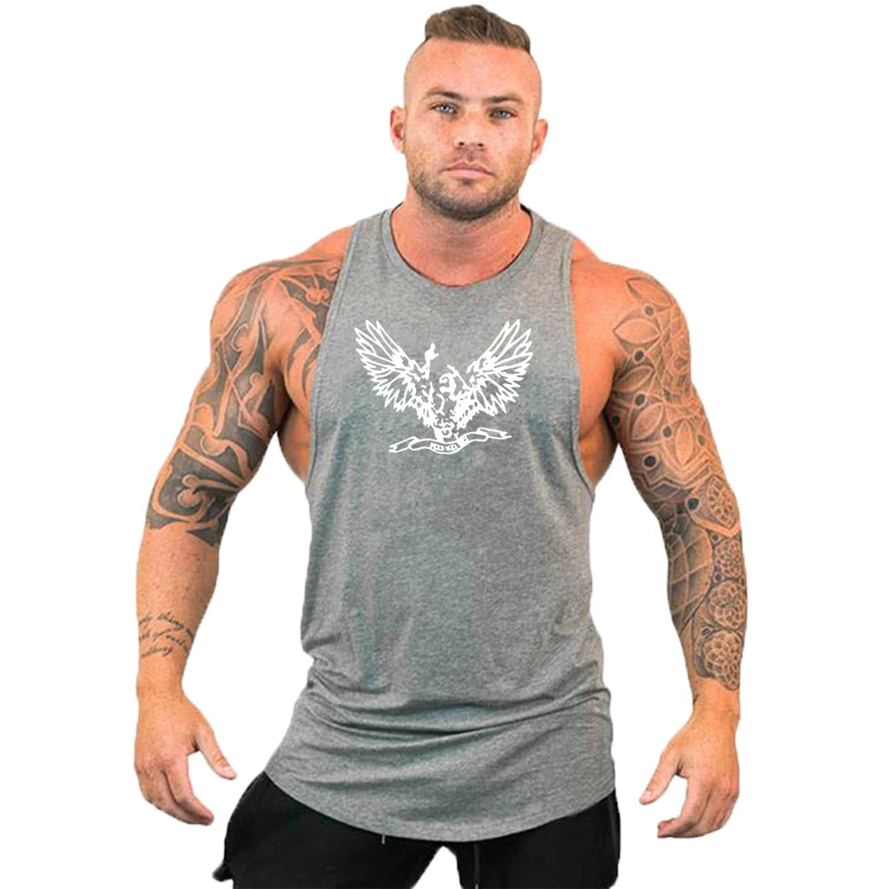 2023 New Cotton Workout Gym Tank Top Mens Muscle Sleeveless Sportswear Shirt Stringer Fashion Bodybuilding Singlets Fitness Vest