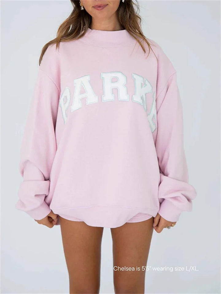2026 New Women Long Sleeve Sweatshirts Casual Vintage Patch Letter Embroidery Female Loose Fit Sports Pullover Top - ATFH