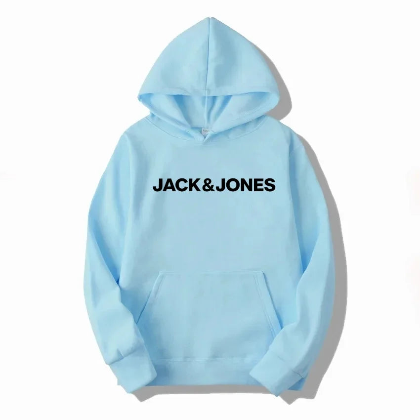Jack & Jones Men's and Women's Hooded Sweatshirts, Fashionable Loose and Casual, Comfortable Printed Sportswear, Streetwear - ATFH