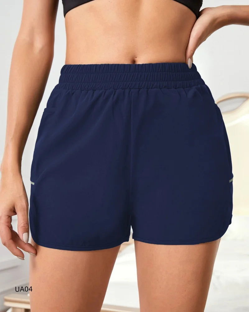 Summer high waisted yoga shorts, fashionable and sexy running and fitness pants, solid color practical pocket casual shorts Tahsi Fashion House