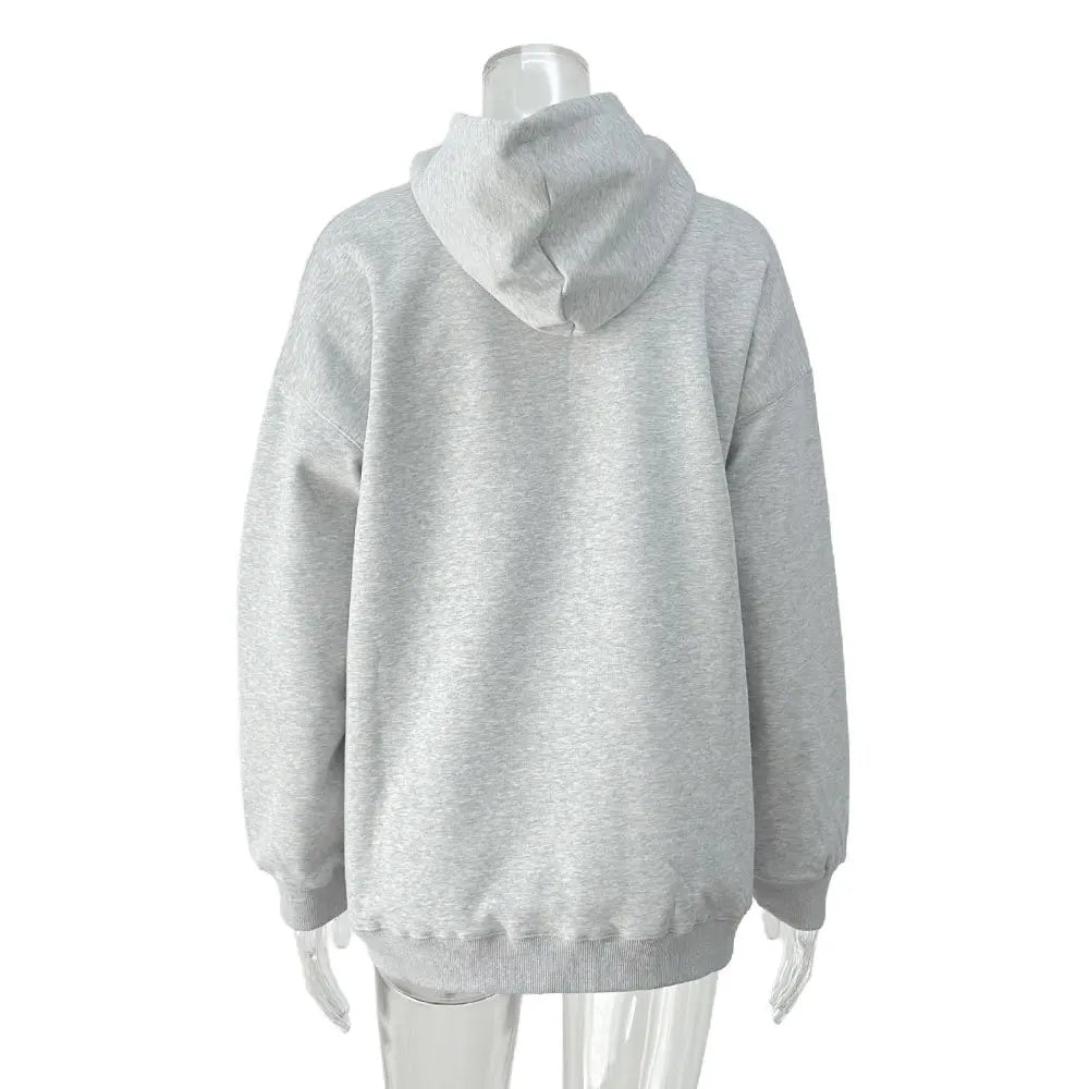 Casual Hooded Hoodies Women Autumn Winter Sweatshirts Letter Embroidery Female Long Sleeve Pullover Tops Oversized Streetwear - ATFH