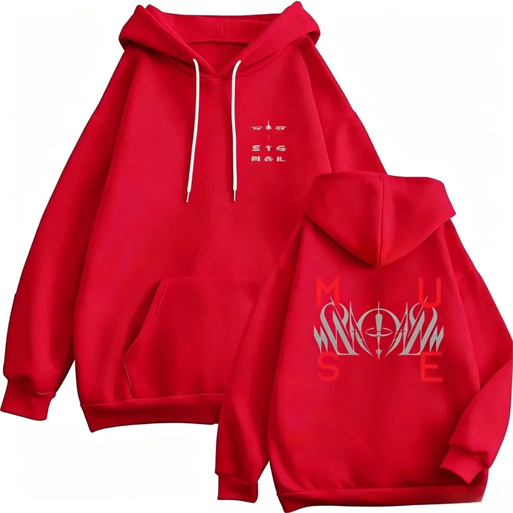 Gothic Abstract Symbol Graphic Men Hoodie Pullover Long Sleeve Oversized Loose Fit Streetwear Hip Hop Sweatshirt Tops