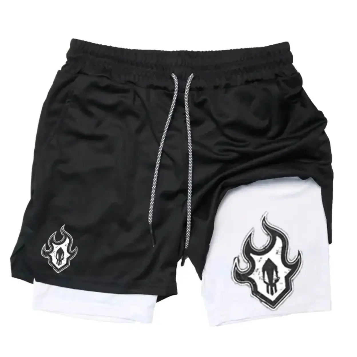 2025 New Summer Anime Pattern Print Adult Double-Layer Fashion Fitness Casual Shorts