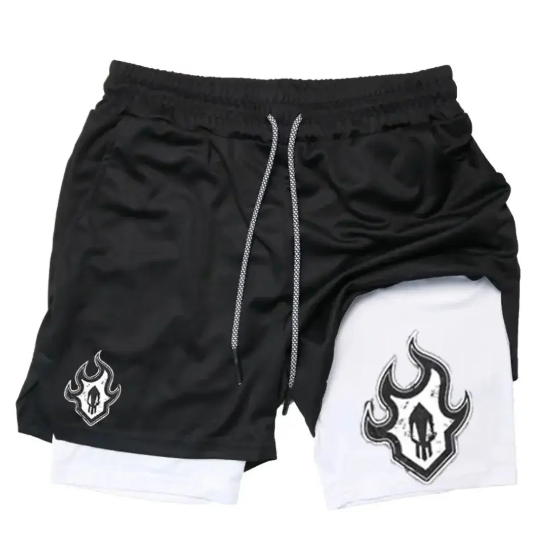 2025 New Summer Anime Pattern Print Adult Double-Layer Fashion Fitness Casual Shorts