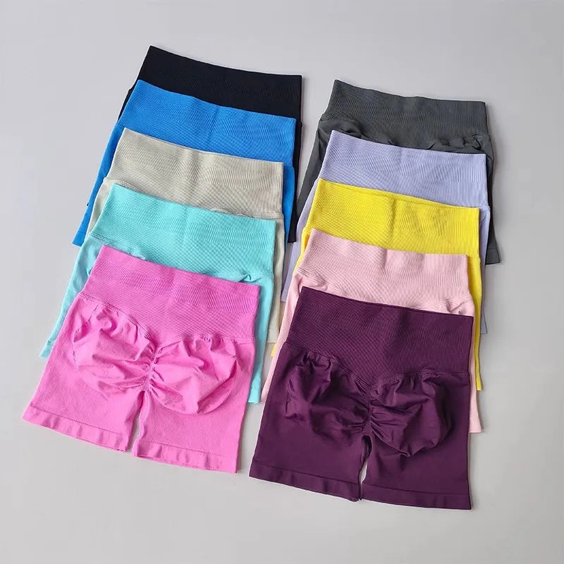 LOGO Tight High Waist Hip Lifting Yoga Pants Seamless Breathable Quick-drying Naked-feeling Sports Fitness Three-point Shorts