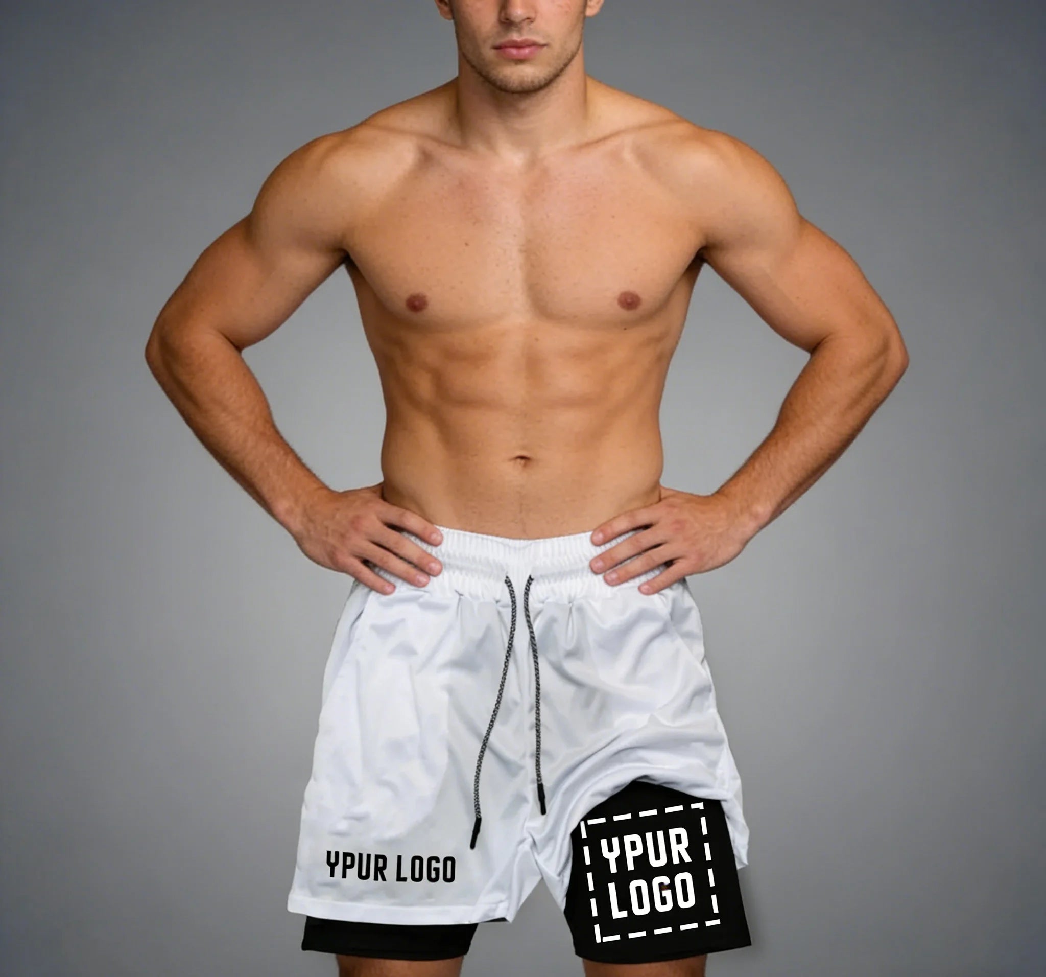 Double Layer Compression Shorts for Men - Quick Dry Gym & Athletic Pants, Custom Logo Sportswear