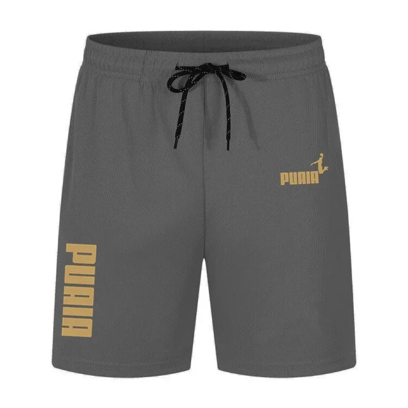 2026 Summer Men's Shorts New Polyester Breathable Elastic Pull Rope Basketball Running Casual Sports Shorts