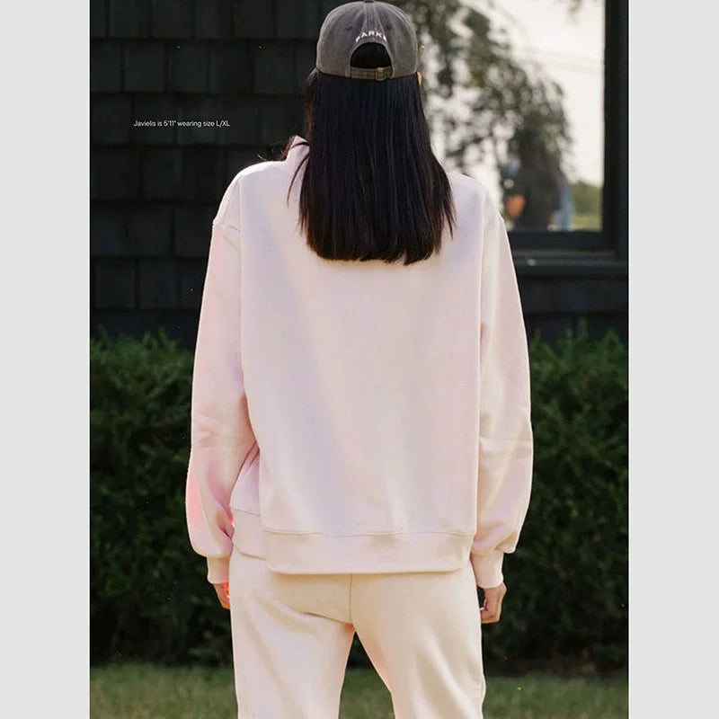 pink sweatshirts long Sleeve autumn winter letter embroidery Sweatshirt women casual sweater female new - ATFH