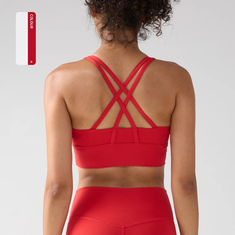 Solid Color Women Women Fitness Yoga Bras Race Back Sports Bras Nylon Top Women Bra Sexy Breathable Underwear For Women Gym - ATFH