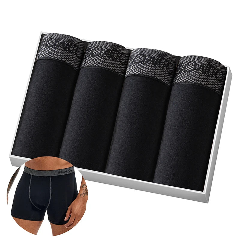 4pcs/pack Boxer Briefs Men's Panties Letter Man Underwear Solid Color Cotton Men Underpants Sexy Undrewear Shorts BONITOS Brand