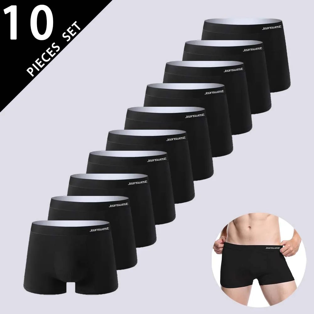 10Pcs Black Men's Underwear Soft Touch Men's Panties Breathable Men Underpants U Pouch Design Plus Size XL-4XL Boxer Shorts
