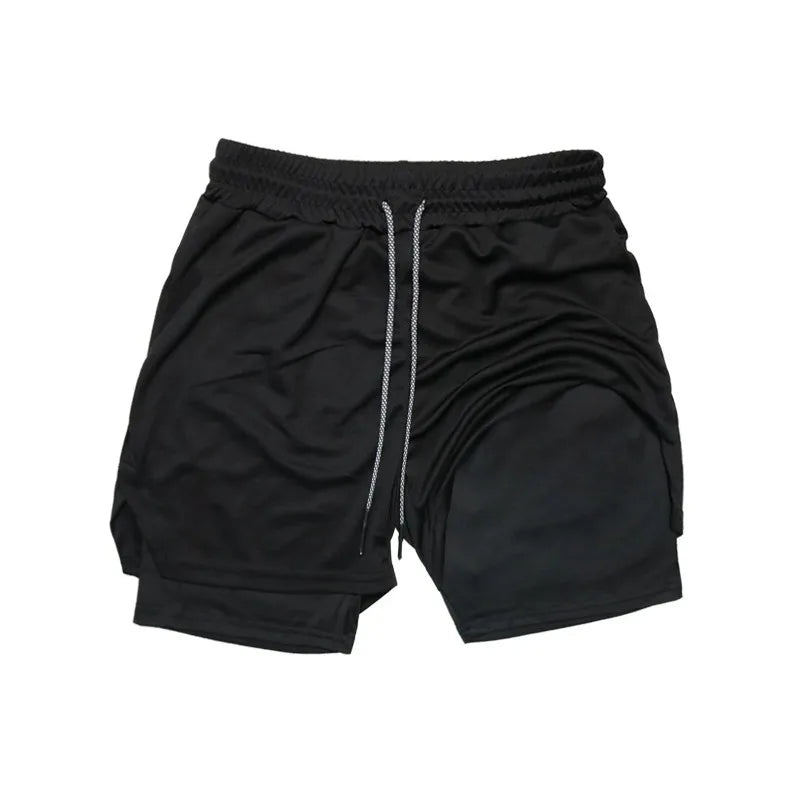 2-in-1 Running Summer Workout Shorts for Men Gym Performance Compression Shorts with Phone Pocket Towel Loop Athletic Activewear