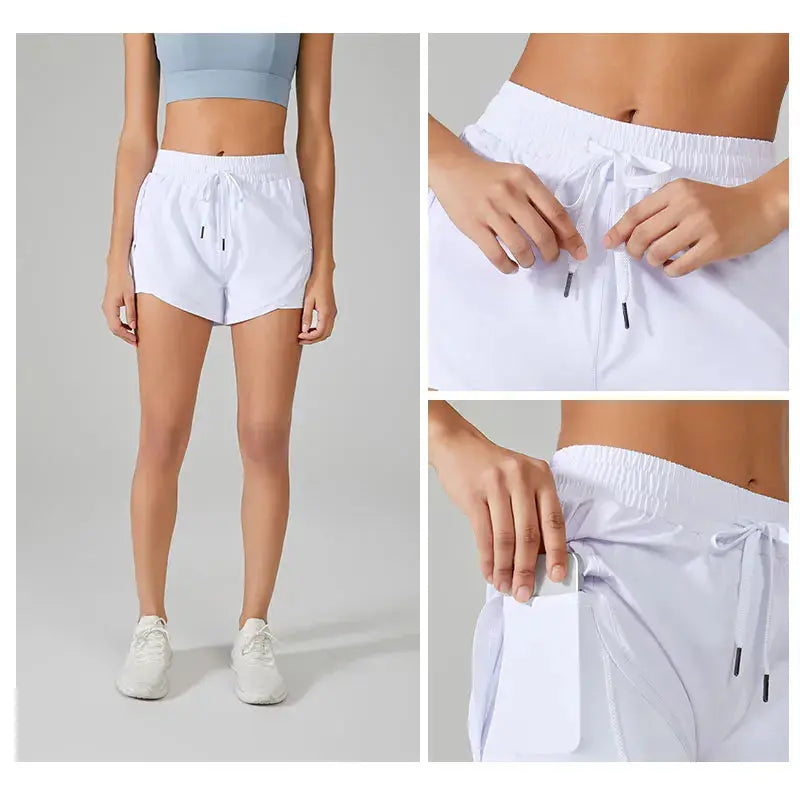 2 in 1 Women Running Shorts Yoga Clothes Fitness Elastic Summer Workout Female Jogging Leggings For Ladies Gym Sport Shorts Tahsi Fashion House