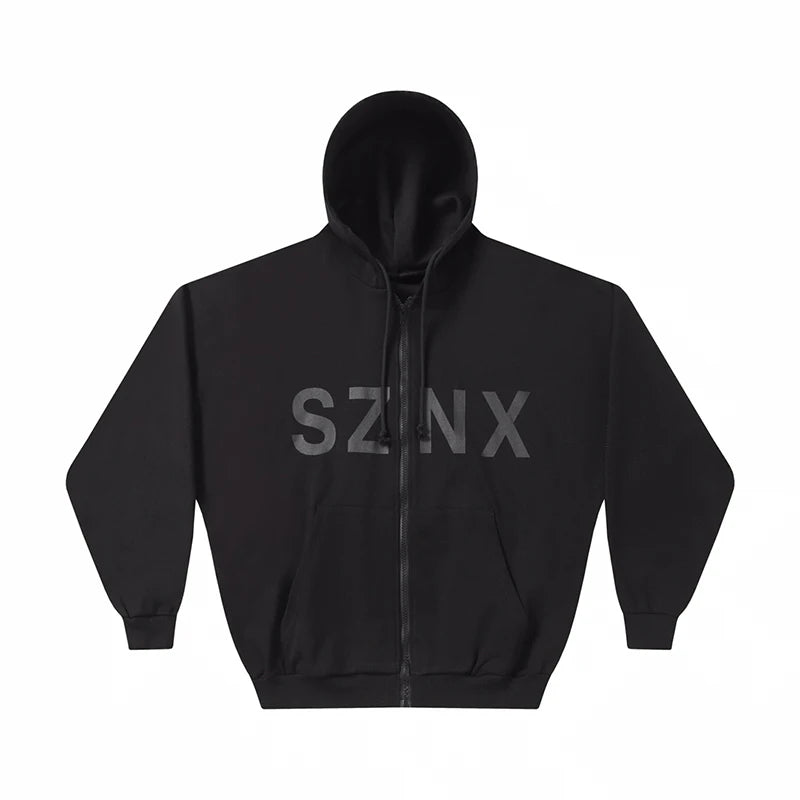SZNX Kanye West Same Style American Street Loose Men Women Couple Kanye Collection Letter Print Zip Up Hoodie - ATFH