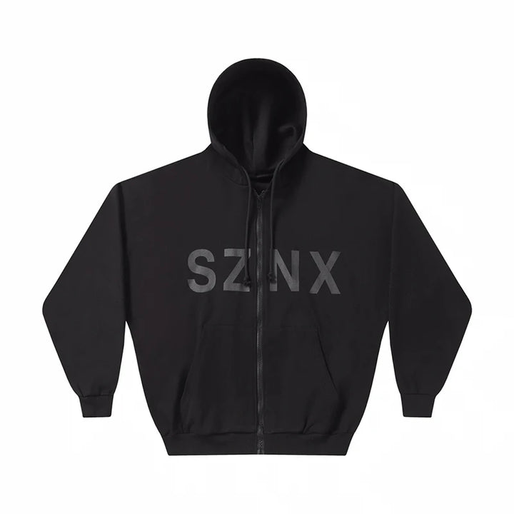 SZNX Kanye West Same Style American Street Loose Men Women Couple Kanye Collection Letter Print Zip Up Hoodie - ATFH