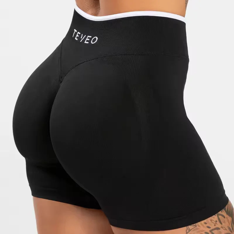 TEVEO Seamless Yoga Shorts for Outdoor Wear, Stylable Hip Lifters, Fitness & Workout Shorts Tahsi Fashion House