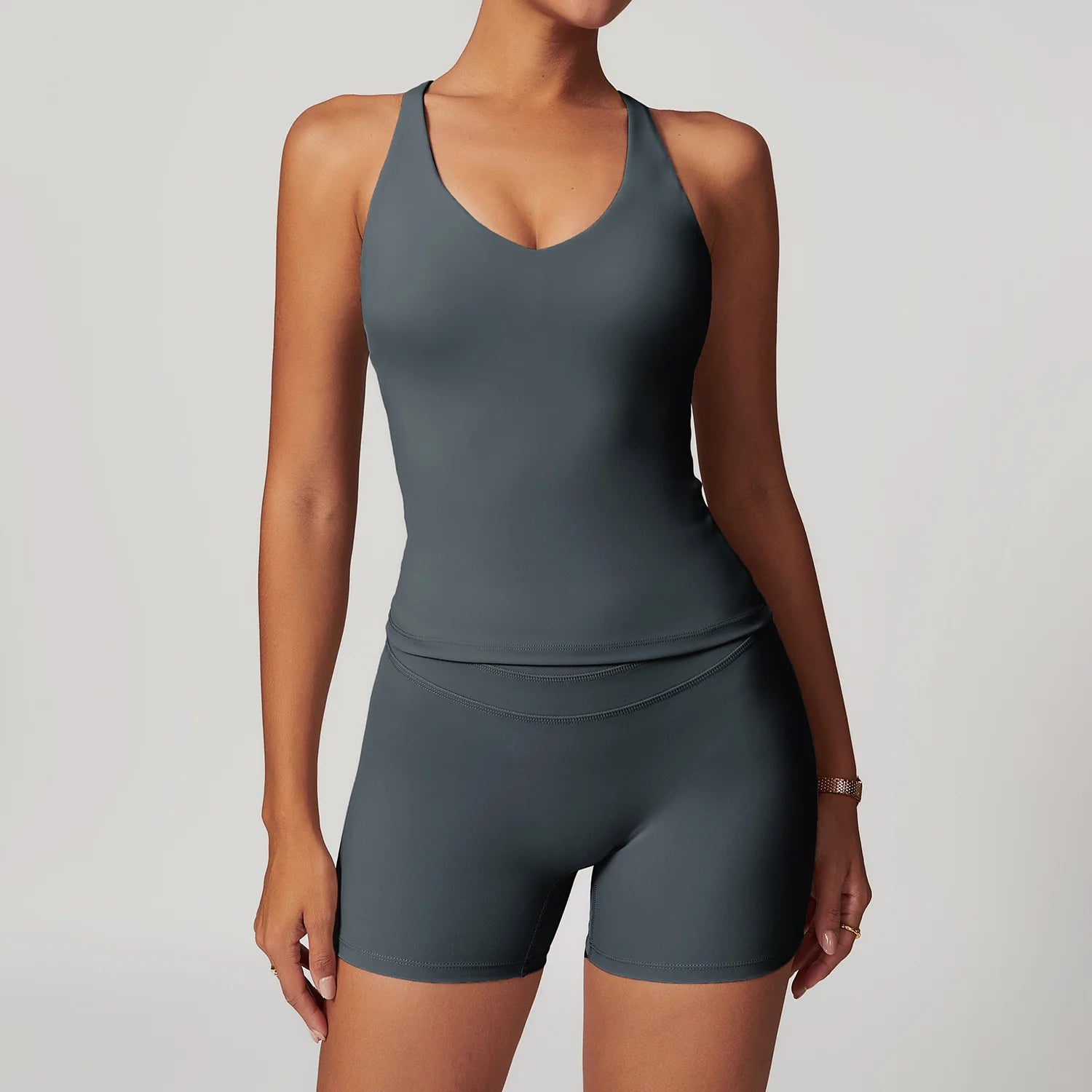 JUREN Yoga Suit 2PCS Sports Set Women Quick-Drying Gym Set Women Tracksuit Running Workout Short Sleeves Sports Yoga Clothing - ATFH