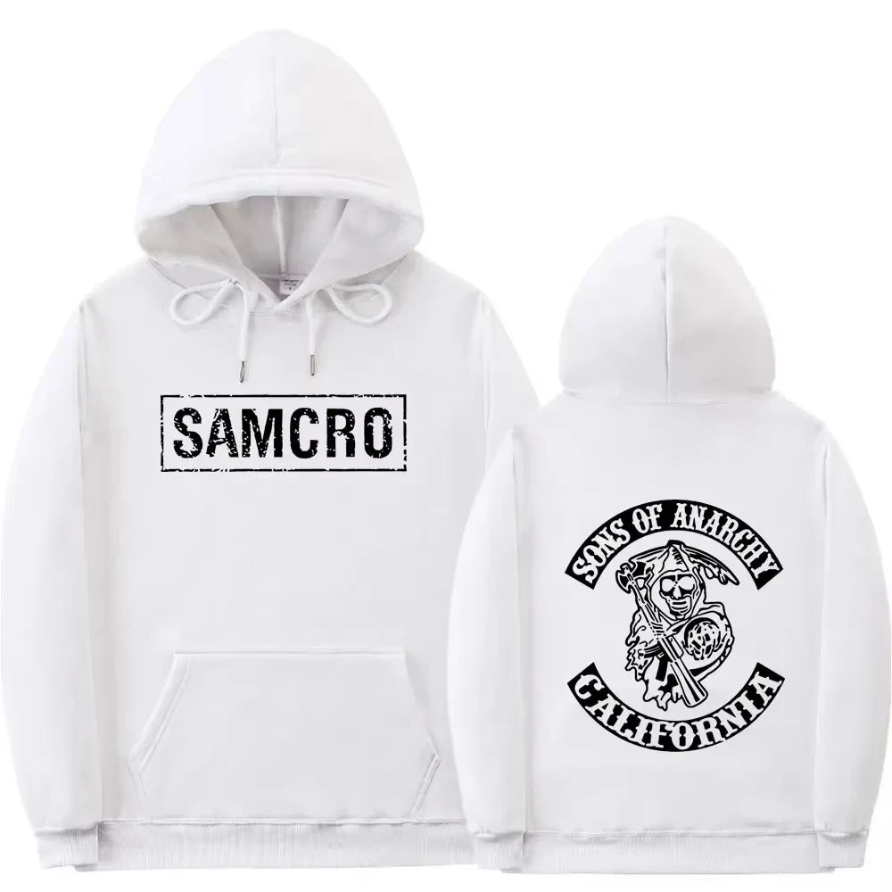 Double-sided printed hoodie Tops Sons of Anarchy SAMCRO Men's and Women's Fashion Brand Design Cotton-wool Blend Hood