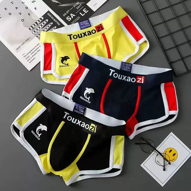 3PCS/Lot Cotton Comfortable Breathable Boxer Shorts Printed Men's Underpants Fashion Youth Underwear Sexy U Bulge Pouch Panties
