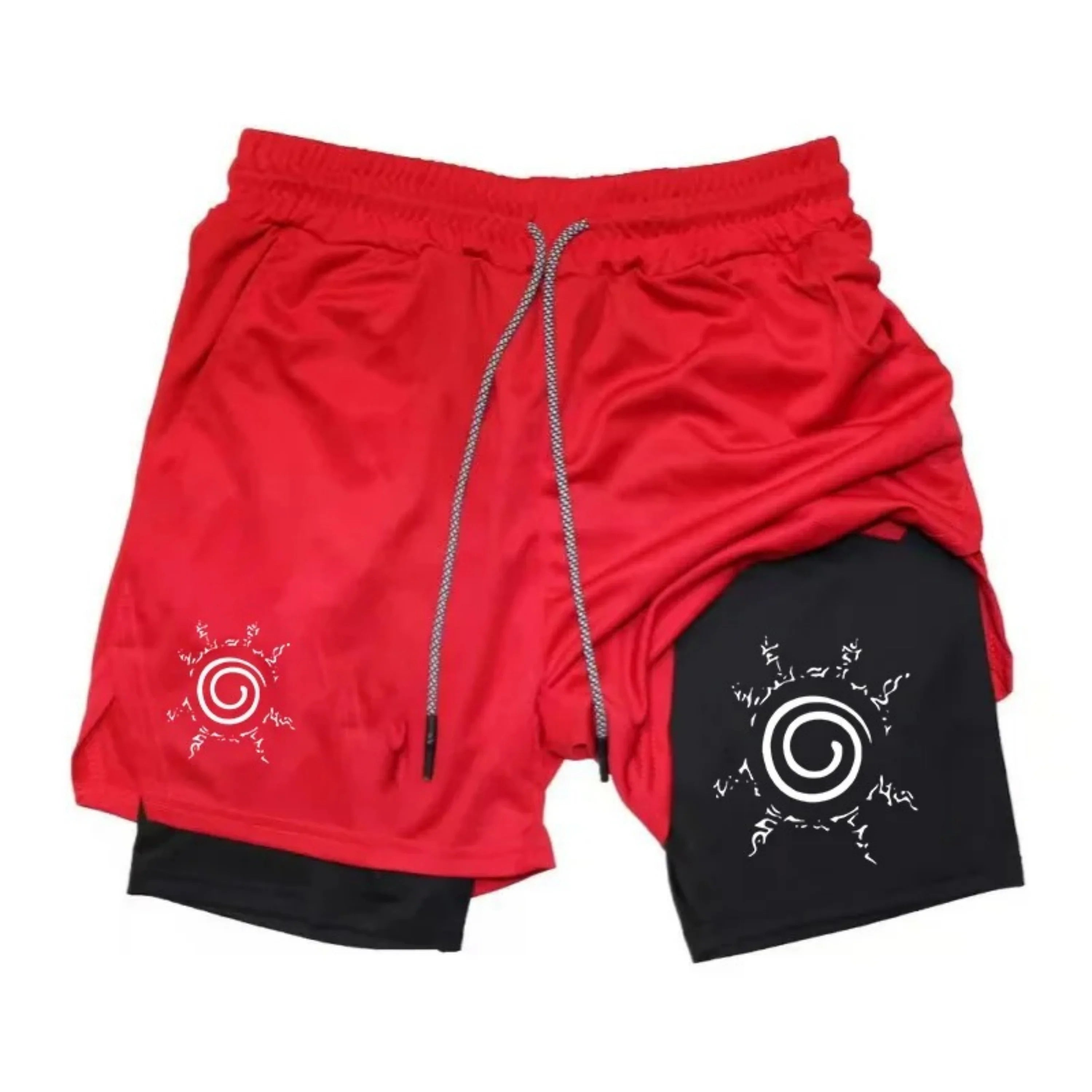 "Naruto" anime - Men's gym sports shorts - Quick dry-clean sports pants for running - Dual-purpose shorts for fitness training a